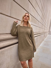 Yours Curve Brown Tunic Jumper Dress - Image 3 of 5