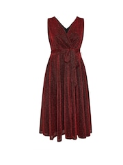 Красный - Yours Curve London Металлик Wrap Skater платья - Image 7 of 7