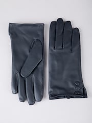 Lakeland Leather Blue Bassenthwaite Button Detail Gloves - Image 1 of 4