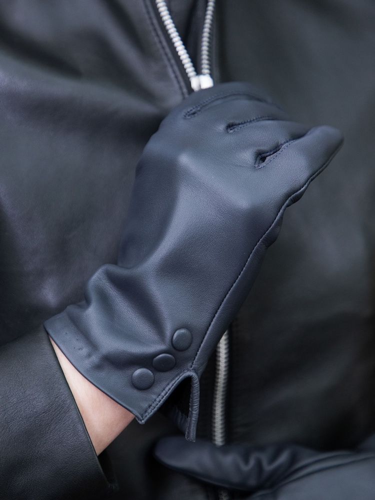 Lakeland Leather Blue Bassenthwaite Button Detail Gloves - Image 4 of 4