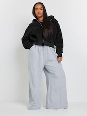 Yours Curve Black Ribbed Hooded Feather Fleece - Image 2 of 5