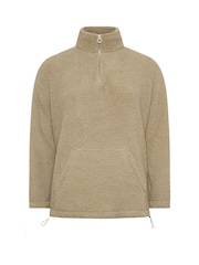 Yours Curve Brown Brown Sherpa Fleece Half Zip Jacket - Image 5 of 5