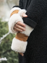 Lakeland Leather Brown Sheepskin Fingerless Mittens - Image 1 of 5