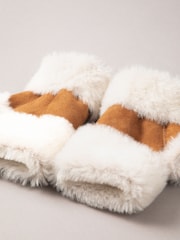 Lakeland Leather Brown Sheepskin Fingerless Mittens - Image 3 of 5