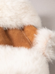 Lakeland Leather Brown Sheepskin Fingerless Mittens - Image 4 of 5
