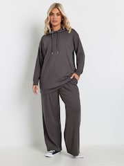 Yours Curve Grey Ribbed Wide Leg Joggers - Image 2 of 4