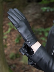 Preto - Lakeland Leather Bassenthwaite com detalhes de botão Gloves - Imagem 1 de 4