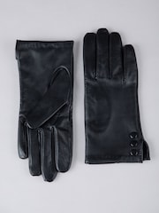 Preto - Lakeland Leather Bassenthwaite com detalhes de botão Gloves - Imagem 3 de 4