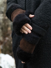 Lakeland Leather Brown Sheepskin Fingerless Mittens - Image 1 of 5