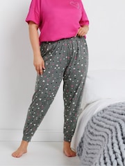 Yours Curve Grey Heart Cuffed Pyjamas Trousers - Image 1 of 5