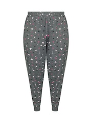 Yours Curve Grey Heart Cuffed Pyjamas Trousers - Image 5 of 5
