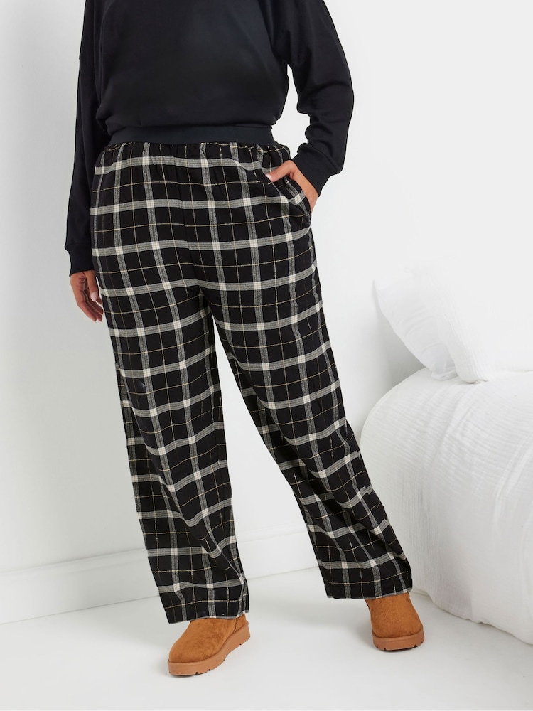 Yours Curve Black Check Pyjamas - Image 2 of 5