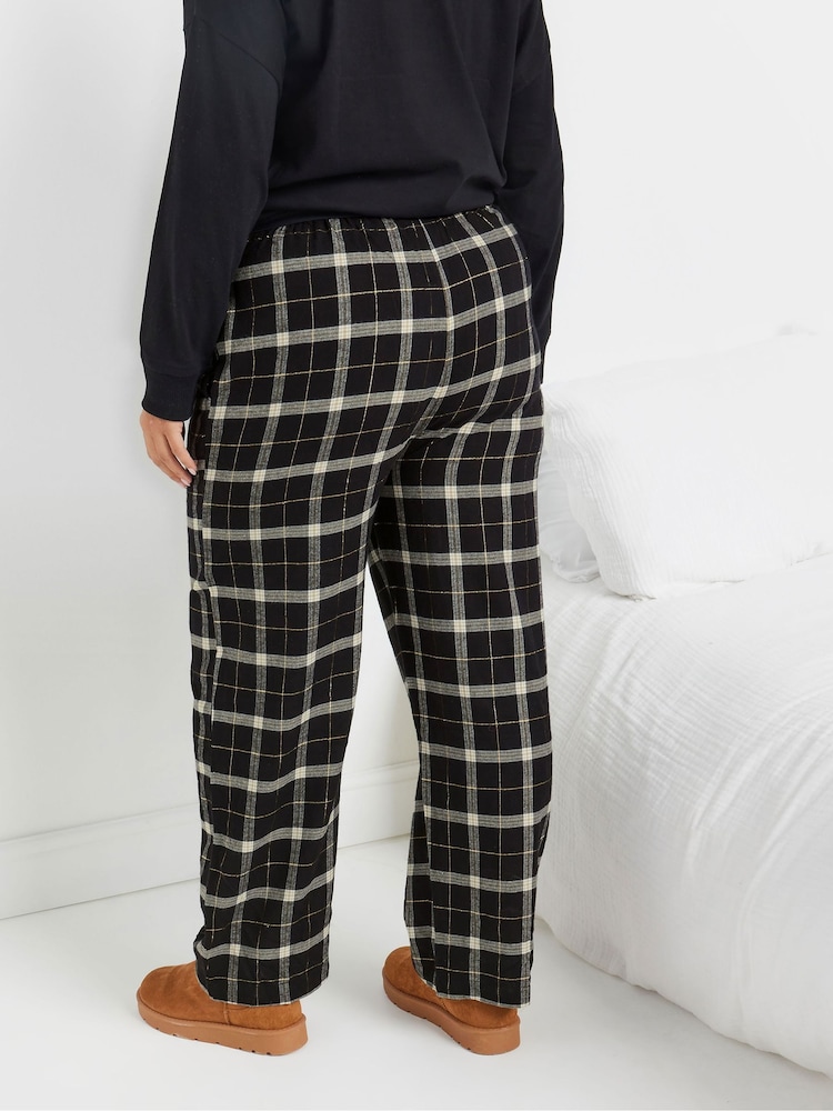 Yours Curve Black Check Pyjamas - Image 3 of 5