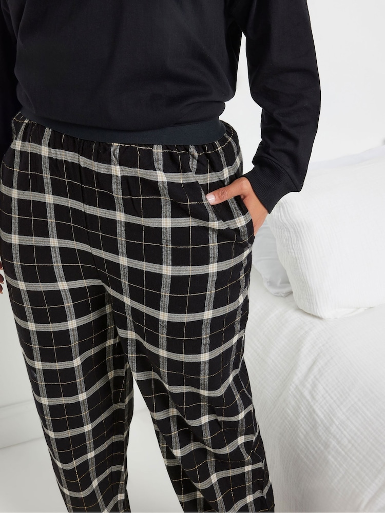 Yours Curve Black Check Pyjamas - Image 4 of 5
