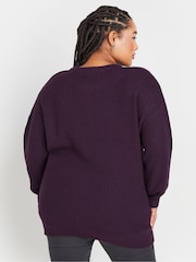 Yours Curve Purple Diamante Embellished Shoulder Jumper - Image 3 of 5