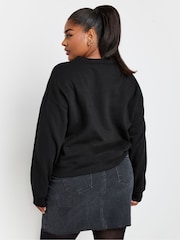 Yours Curve Black Diamante Leopard Print Sweatshirt - Image 3 of 5