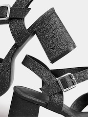 Yours Curve Black Wide Fit Extra Wide Fit Glitter Cross-Over Strap Heels - Image 5 of 5