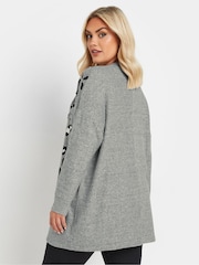Yours Curve Grey Placement Print Jumper - Image 9 of 10
