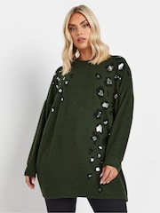 Yours Curve Green Placement Print Jumper - Image 1 of 5
