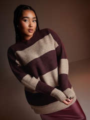 Yours Curve Purple Colourblock Jumper - Image 1 of 6
