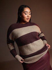 Yours Curve Purple Colourblock Jumper - Image 2 of 6