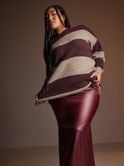Yours Curve Purple Colourblock Jumper - Image 3 of 6