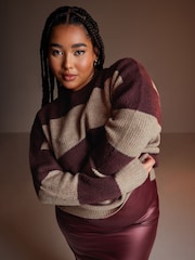 Yours Curve Purple Colourblock Jumper - Image 4 of 6