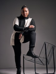 Yours Curve Black Highneck Vertical Stripe Jumper - Image 5 of 6