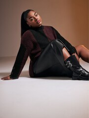 Yours Curve Purple Highneck Vertical Stripe Jumper - Image 5 of 6