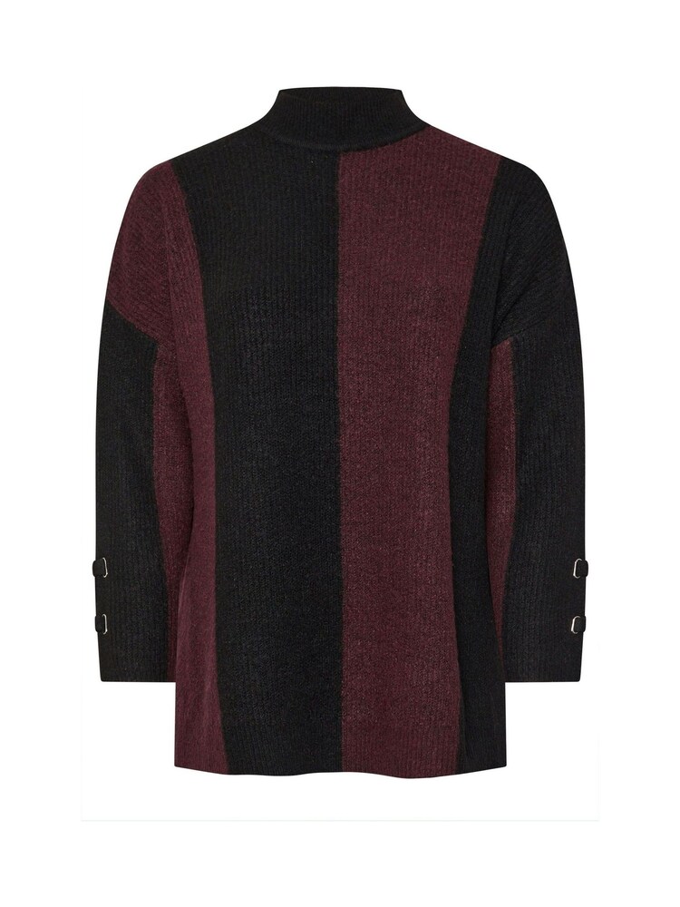 Yours Curve Purple Highneck Vertical Stripe Jumper - Image 6 of 6