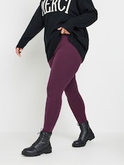 Yours Curve Purple Ribbed Leggings - Image 1 of 5