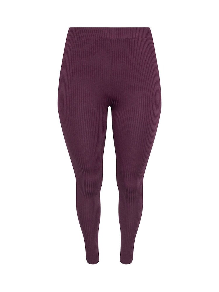 Morado - Leggings de canalé de Yours Curve - Imagen 5 de 5 Morado - Leggings de canalé de Yours Curve - Imagen 5 de 5