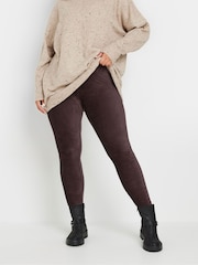 Yours Curve Brown Chocolate Corduroy Leggings - Image 1 of 5
