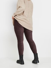 Yours Curve Brown Chocolate Corduroy Leggings - Image 2 of 5
