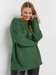 Yours Curve Green Drop Shoulder Jumper - Image 1 of 5