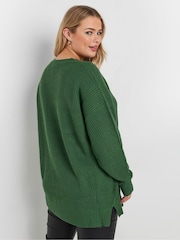 Yours Curve Green Drop Shoulder Jumper - Image 3 of 5