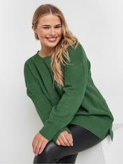 Yours Curve Green Drop Shoulder Jumper - Image 4 of 5