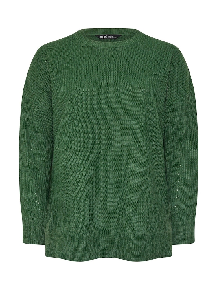 Yours Curve Green Drop Shoulder Jumper - Image 5 of 5