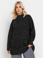 Yours Curve Black High Neck Seam Detail Jumper - Image 1 of 5