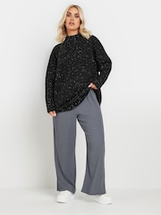 Yours Curve Black High Neck Seam Detail Jumper - Image 3 of 5