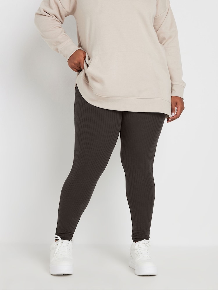 Marrón - Leggings de canalé de Yours Curve - Imagen 1 de 4 Marrón - Leggings de canalé de Yours Curve - Imagen 1 de 4