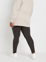 Yours Curve Brown Ribbed Leggings - Image 2 of 4