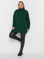 Yours Curve Green High Neck Seam Detail Jumper - Image 2 of 5