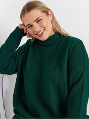 Yours Curve Green High Neck Seam Detail Jumper - Image 4 of 5