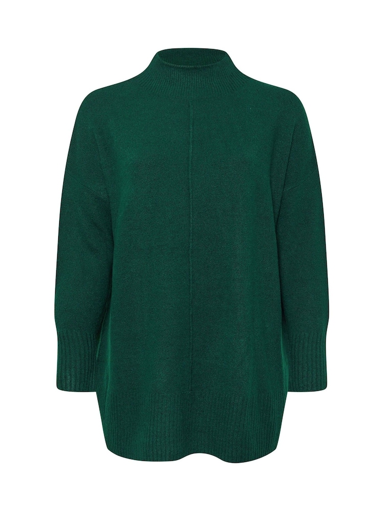 Yours Curve Green High Neck Seam Detail Jumper - Image 5 of 5