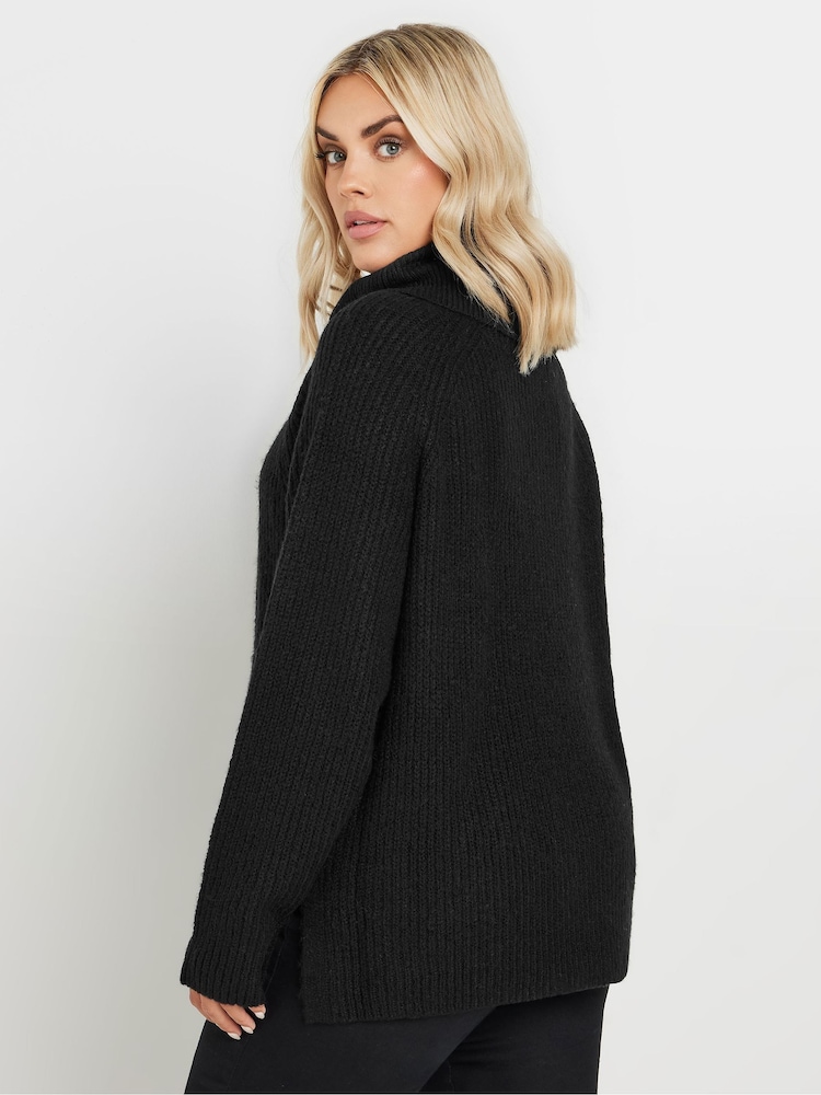 Yours Curve Black Roll Neck Knitted Jumper - Image 3 of 4