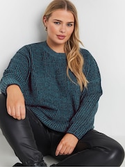 Yours Curve Blue Drop Shoulder Jumper - Image 1 of 5