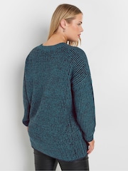Yours Curve Blue Drop Shoulder Jumper - Image 4 of 5