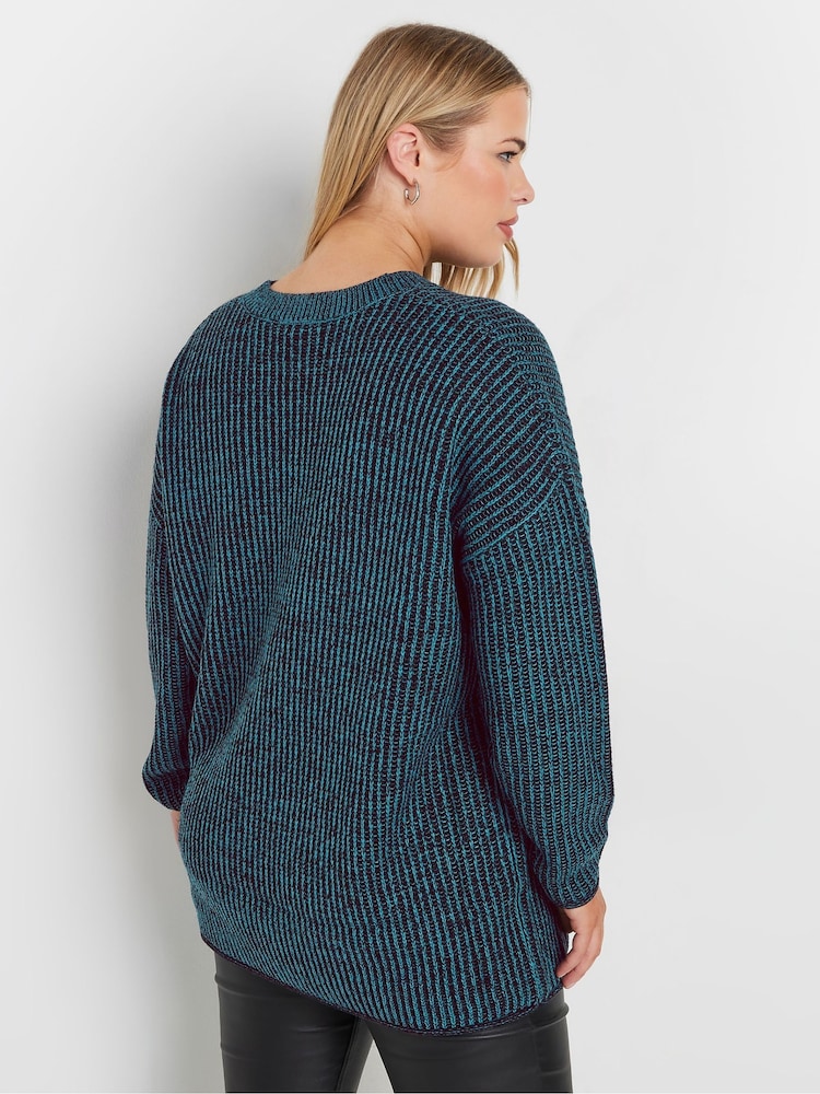 Yours Curve Blue Drop Shoulder Jumper - Image 4 of 5