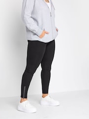 Yours Curve Black Zip Hem Leggings - Image 1 of 3
